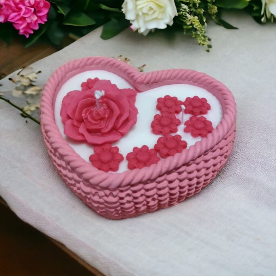 KALP DOKUNUŞU PEMBE BETON MUMLUKTA EL YAPIMI SOYA MUMU