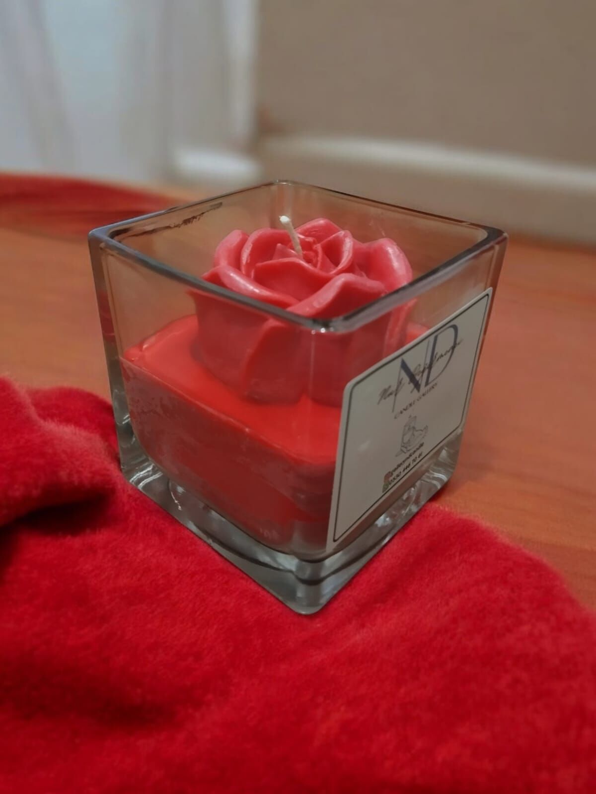 ATEŞ GÜLÜ EL YAPIMI SOYA MUMU CAM MUMLUKTA