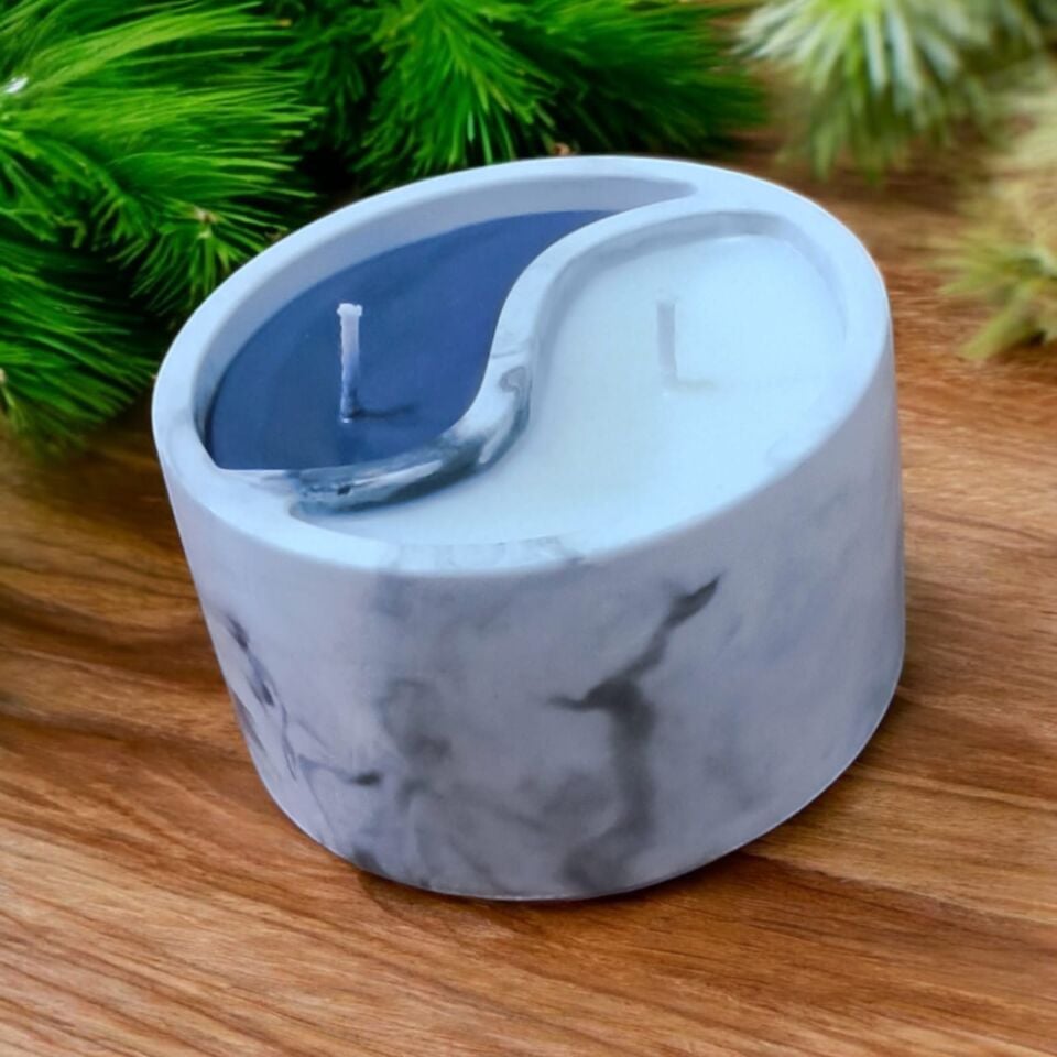 YİN-YANG SİYAH BEYAZ EL YAPIMI SOYA MUMU