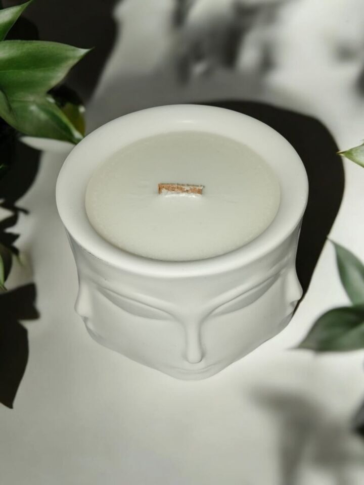 SOYUT KÜÇÜK YÜZ BETON MUMLUKTA SOYA MUMU